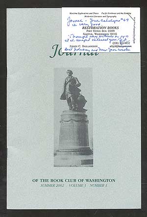 Item #101481 Journal of the Book Club of Washington: Summer 2002, Volume 3, Number 1. Deborah Carley EMORY.