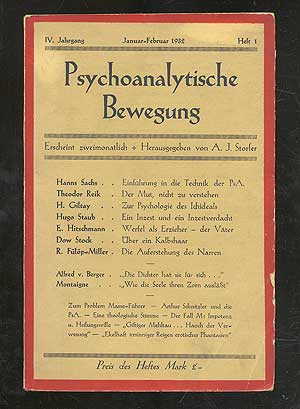 Item #103559 Psychoanalytische Bewegung: IV Jahrgang, Januar-Februar 1932, Heft 1