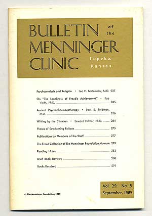 Item #106816 Bulletin of the Menninger Clinic: Volume 29, Number 5, September, 1965. Anna FREUD.