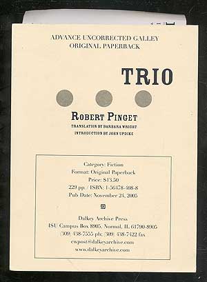 Item #108072 Trio. Robert PINGET, John Updike
