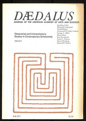 Item #108322 Daedalus: Journal of the American Academy of Arts and Sciences, Discoveries and Interpretations Studies in Contemporary Scholarship: Volume II, Fall, 1977
