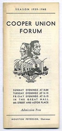 Item #109620 Cooper Union Forum: 1939-1940