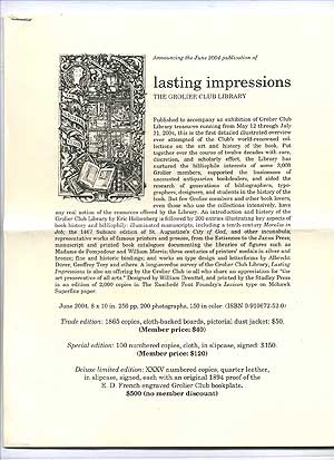 Item #109917 Announcing the 2004 Publication of *Lasting Impressions*, The Grolier Club Library