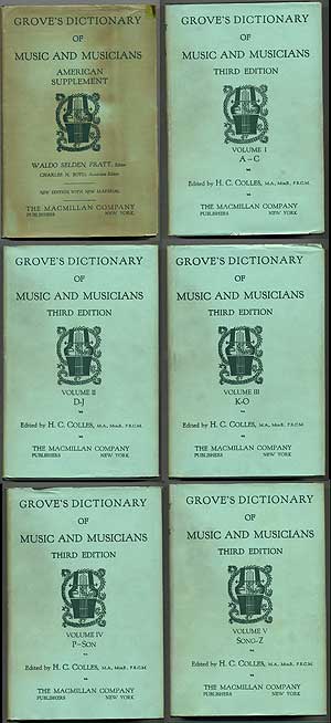 Item #110350 Grove's Dictionary of Music and Musicians: Volumes 1-5, with an American Supplement. H. C. COLLES, M. A.