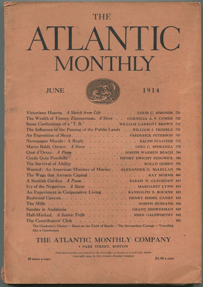 Item #111218 The Atlantic Monthly: June 1914, Vol. 113, No. 6