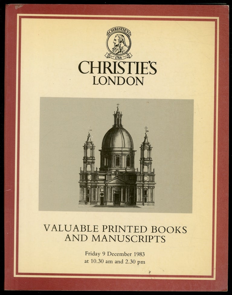 Item #134657 Christie's London: Valuable Printed Books and Manuscripts: Friday 9 December 1983