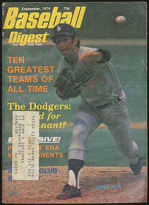 Item #140696 Baseball Digest. John KUENSTER, Larry Eldridge, Tommy John