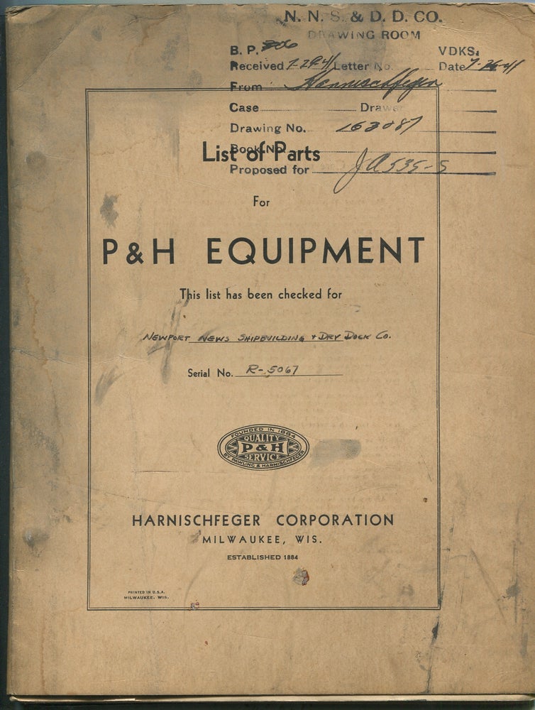 Item #144680 List of Parts for P&H Equipment: The P&H Milwaukee Hoist: Bulletin of Instructions and Spare Parts, Hoist Serial No. R-5067