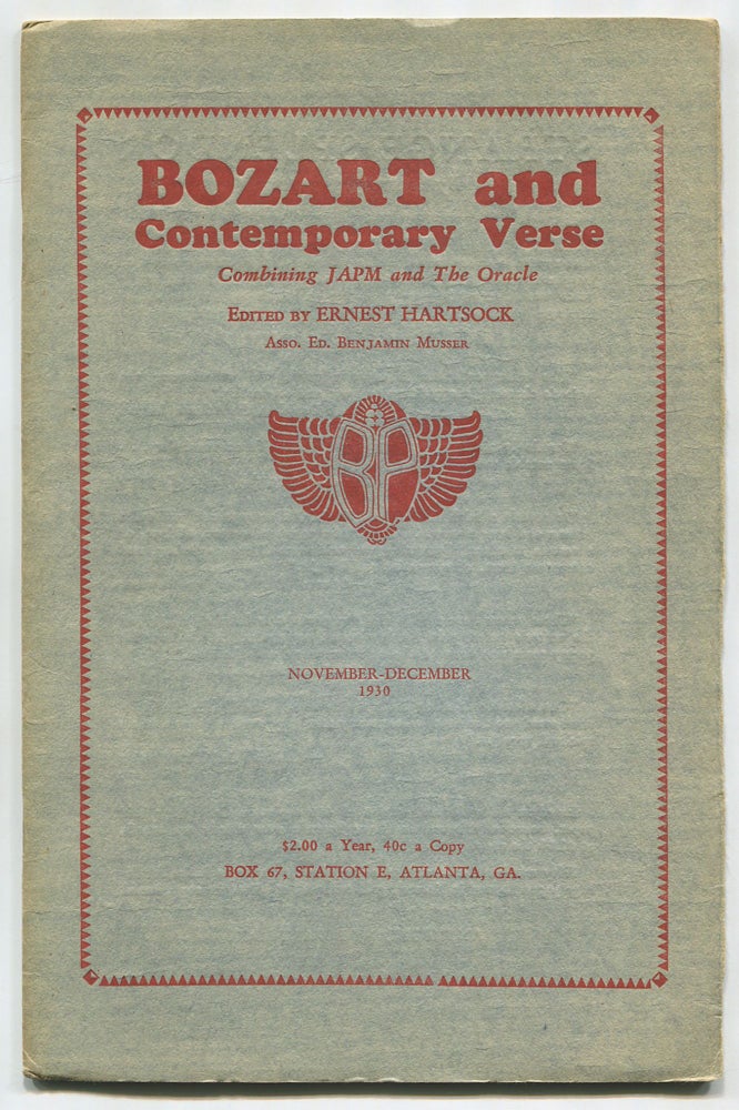 Item #144987 Bozart and Contemporary Verse November - December 1930. Combining JAPM and The Oracle. Ernest HARTSOCK.