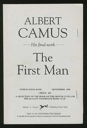 Item #166260 The First Man. Albert CAMUS