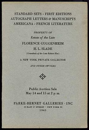 Item #166842 [Auction Catalog]: Standard Sets - First Editions - Autograph Letters & Manuscripts...