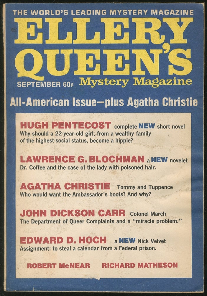 Item #180873 September 1970: Ellery Queen's Mystery Magazine. Ellery QUEEN, Lawrence G. Blochman Hugh Pentecost, Richard Matheson, Robert McNear, Edward D. Hoch, John Dickson Carr, Agatha Christie.