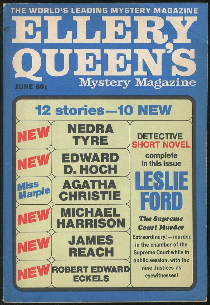Item #180886 June 1970: Ellery Queen's Mystery Magazine. Ellery QUEEN, Nedra Tyre Leslie Ford, Robert Edward Eckels, James Reach, Michael Harrison, Agatha Christie, Edward D. Hoch.