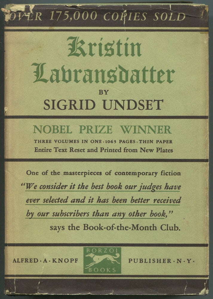Item #190176 Kristin Labransdatter: The Bridal Wreath, The Mistress of Husaby, The Cross. Sigrid UNDSET.