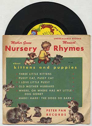 Item #191548 [Vinyl Record]: Mother Goose Nursery Rhymes About Kittens and Puppies: 78 RPM (7 Inch in the Sleeve)