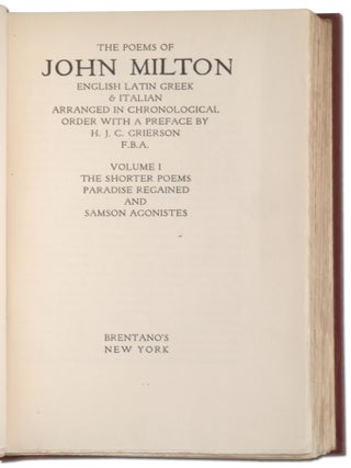 The Poems of John Milton: Two Volumes