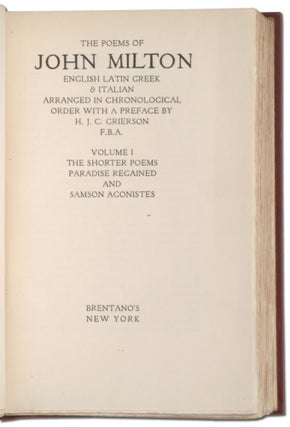 The Poems of John Milton: Two Volumes