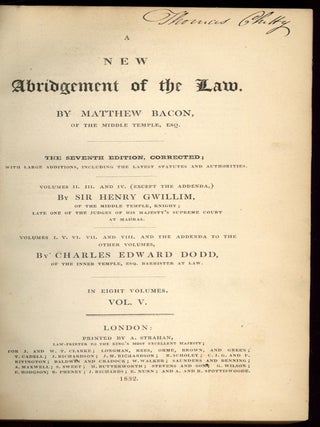 A New Abridgement of the Law: Vol. V [only]