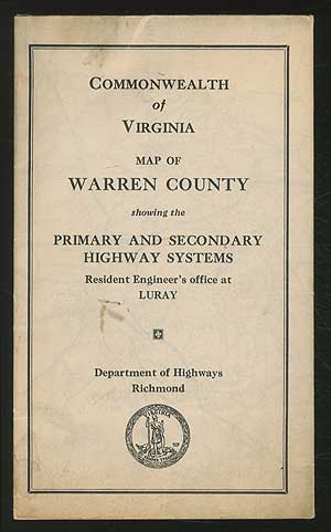 Item #244210 Commonwealth of Virginia: Map of Warren County showing the Primary and Secondary Highway System