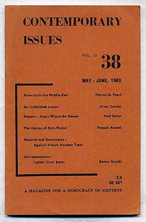 Item #271665 Contemporary Issues, Volume 10, Number 38, May-June 1960