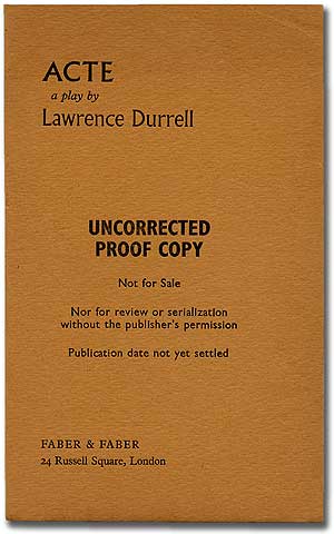 Item #274265 Acte. Lawrence DURRELL.