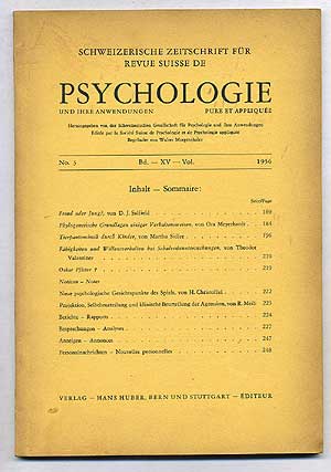 Item #275788 Schweizerische Zeitschrift Fur Revue Suisse De Psychologie und Anwendungen: No. 3, Vol. XV, 1956