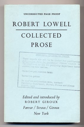 Item #276709 Collected Prose. Robert LOWELL