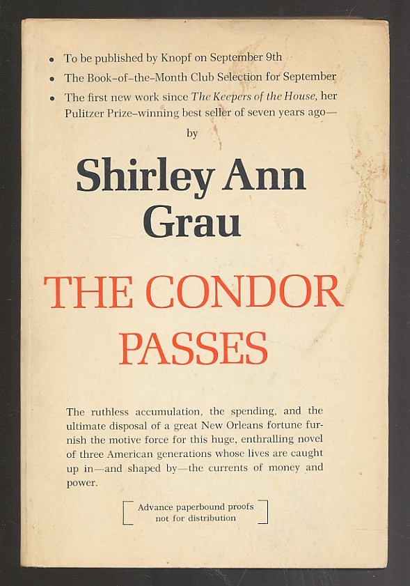 Item #276971 The Condor Passes. Shirley Ann GRAU.