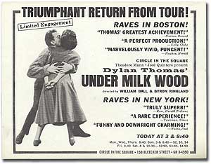 Item #278079 [Broadside]: Triumphant Return from Tour...Under Milk Wood. Dylan THOMAS.