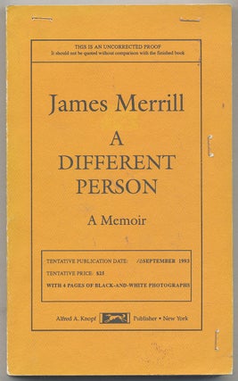 Item #279350 A Different Person: A Memoir. James MERRILL