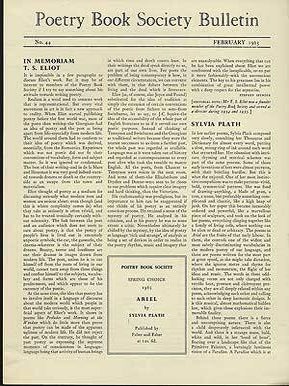Item #279361 Poetry Book Society Bulletin No. 44. T. S. ELIOT, Sylvia Plath