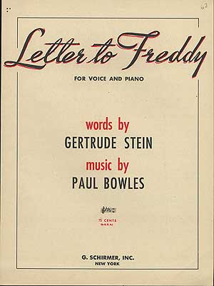 Item #279419 Letter to Freddy. Paul BOWLES, Gertrude Stein