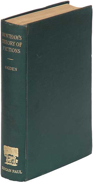 Item #279805 Bentham's Theory of Fictions. C. K. OGDEN.