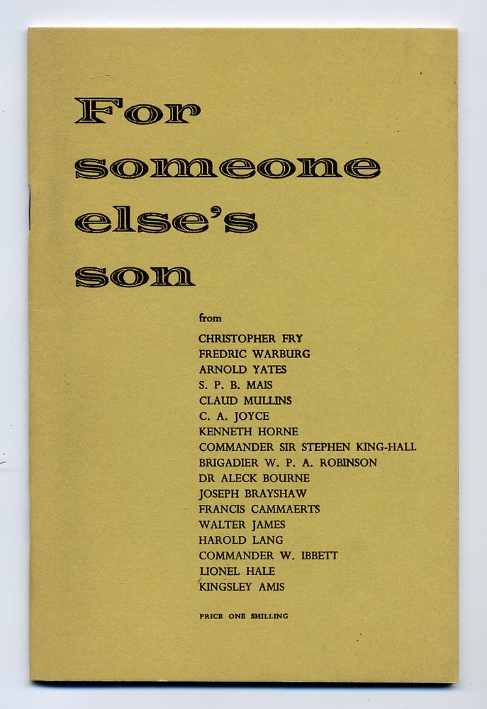 Item #280255 For Someone Else's Son: Extracts and Talks from a Series Broadcast on BBC Woman's Hour Spring 1963