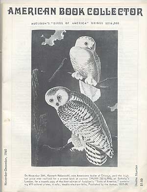 Item #280351 The American Book Collector: November-December, 1969, Volume 20, Number 3: Audubon's "Birds of America" Brings $216,000. W. B. THORSEN.