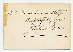 Item #281080 Autograph Sentiment Signed. William WARREN.