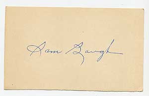 Item #281091 Autograph Signature on Card. Sammy BAUGH.