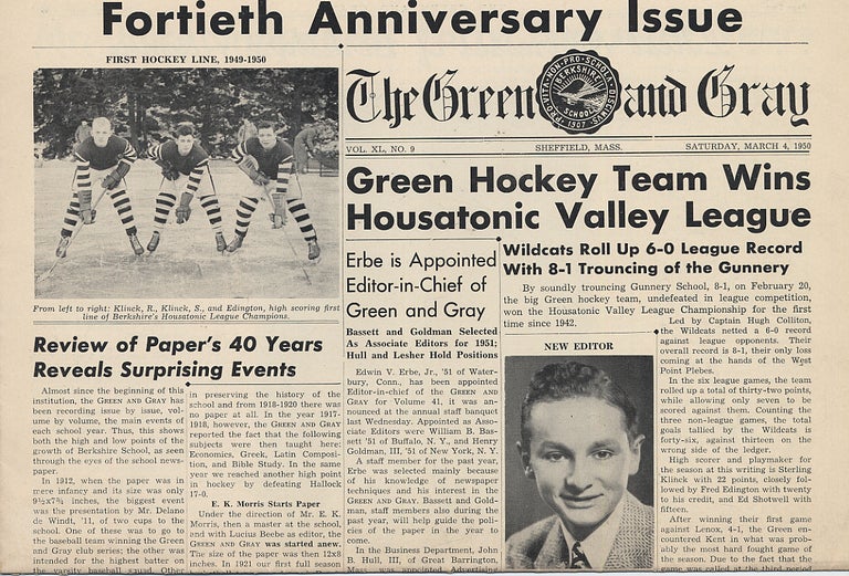 Item #282100 The Green and Gray: Vol. XL, No. 9, Saturday, March 4, 1950: Fortieth Anniversary Issue. Edwin V. ERBE.
