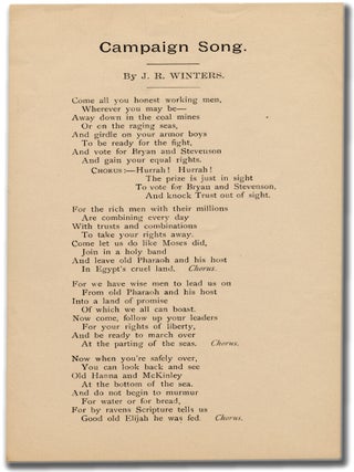 Item #2831 Campaign Song. . R. WINTERS, oseph