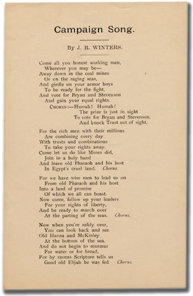 Item #2831 Campaign Song. . R. WINTERS, oseph