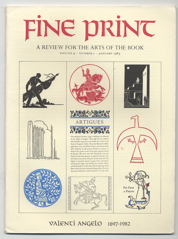 Item #284185 Fine Print: Volume 9, Number 1, January, 1983: Valenti Angelo: 1897-1982. Sandra KIRSHENBAUM.