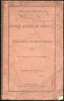 Item #284285 Acts and Resolutions of the United States of America: Passed at the Third Session of...