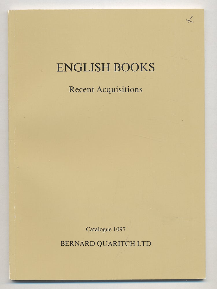 Item #288701 ENGLISH BOOKS: RECENT ACQUISITIONS