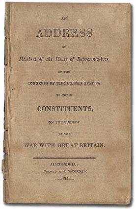 Item #291593 An Address of Members of the House of Representatives of the Congress of the United...