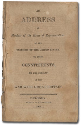 Item #291593 An Address of Members of the House of Representatives of the Congress of the United...