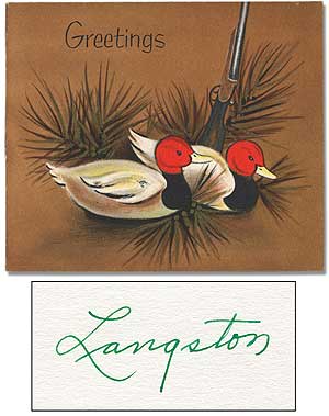 Item #291595 Signed Christmas Card. Langston HUGHES.