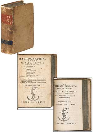 Item #292430 Orthographiae ratio ab. Aldo. Manutio Paulli. F. Collecta... [with] De Veterum Notarum Explanatione. Aldus MANUTIUS, the Younger.