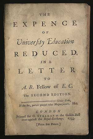 Item #293624 The Expence of University Education Reduced. In a Letter to A. B. Fellow of E. C. Richard NEWTON.