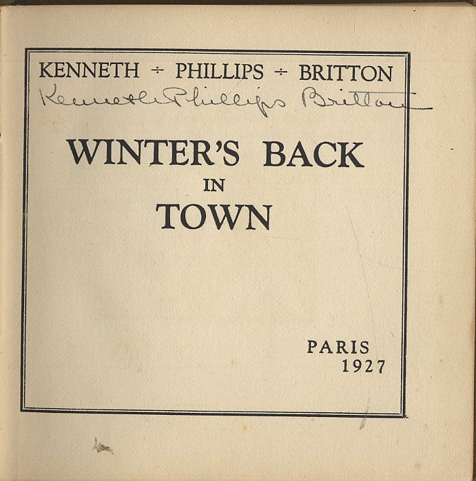 Item #294927 Winter's Back in Town. Kenneth Phillips BRITTON.