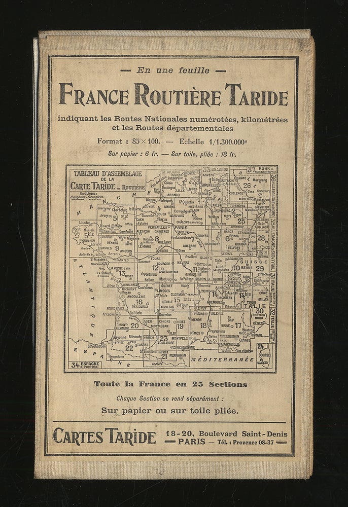 Item #297224 France Routiere Taride Indiquant Les Routes Nationales Numerotees, Kilometrees et les Routes Departementales Carte Routiere No. 12 Touraine, Berry